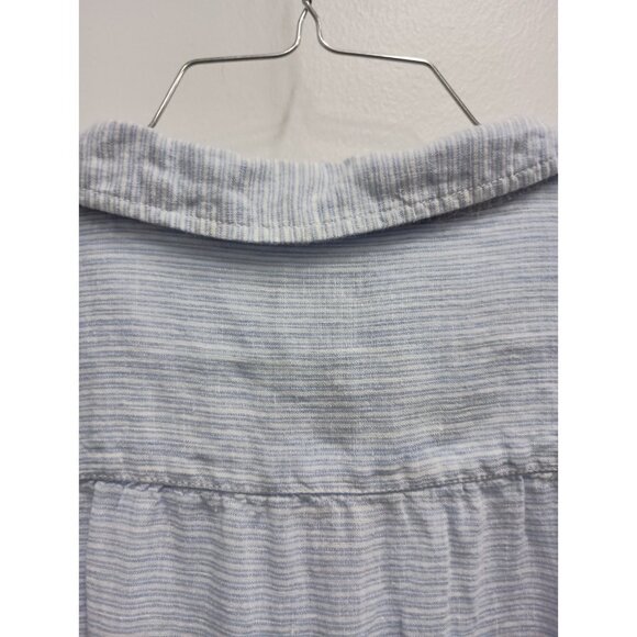 St. Tropez West Womens Shirt Size Large Blue Pinstripes Linen Coastal Resort - Picture 6 of 7